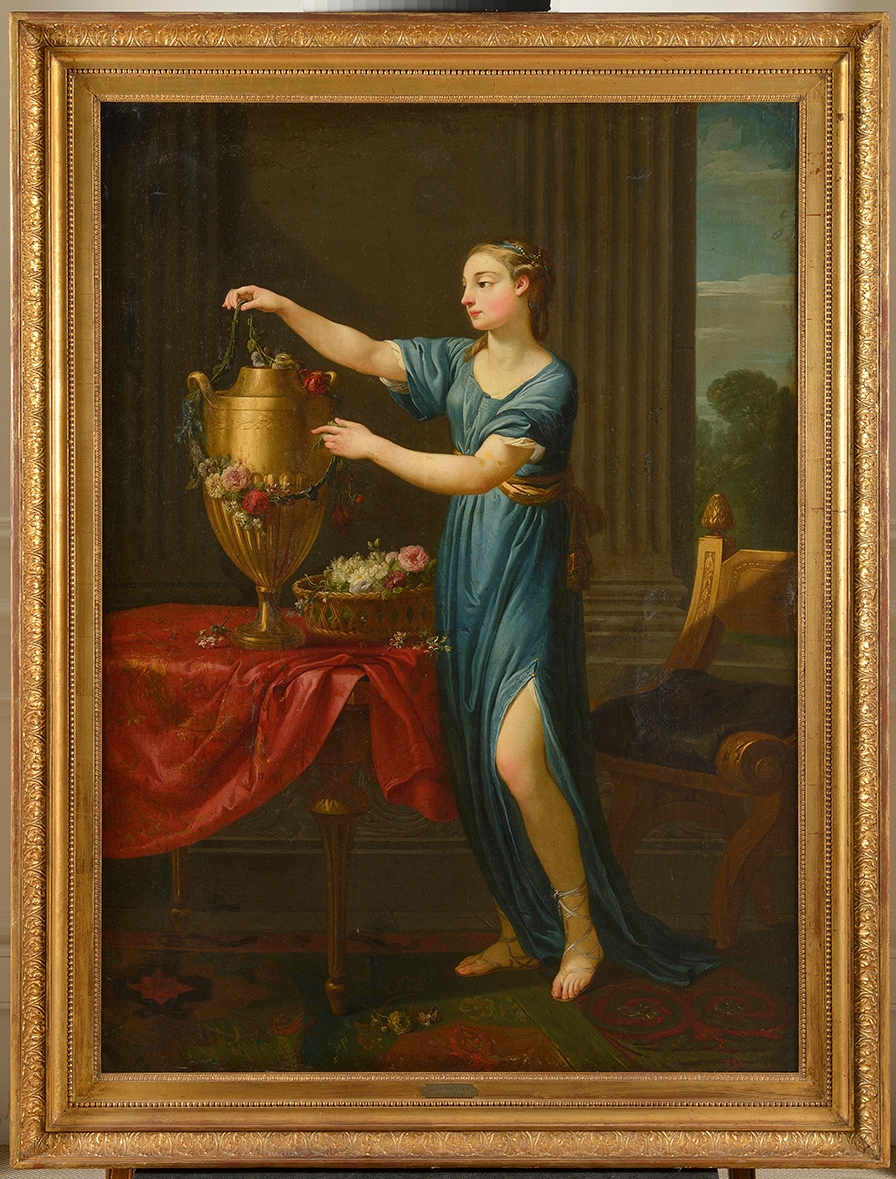 Joseph Marie Vien Jeune grecque qui orne un vase de bronze avec une