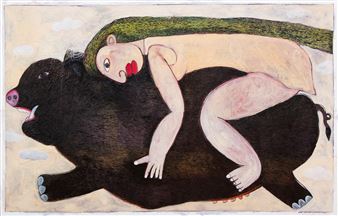 A girl on a wild boar - Wayan Paramartha
