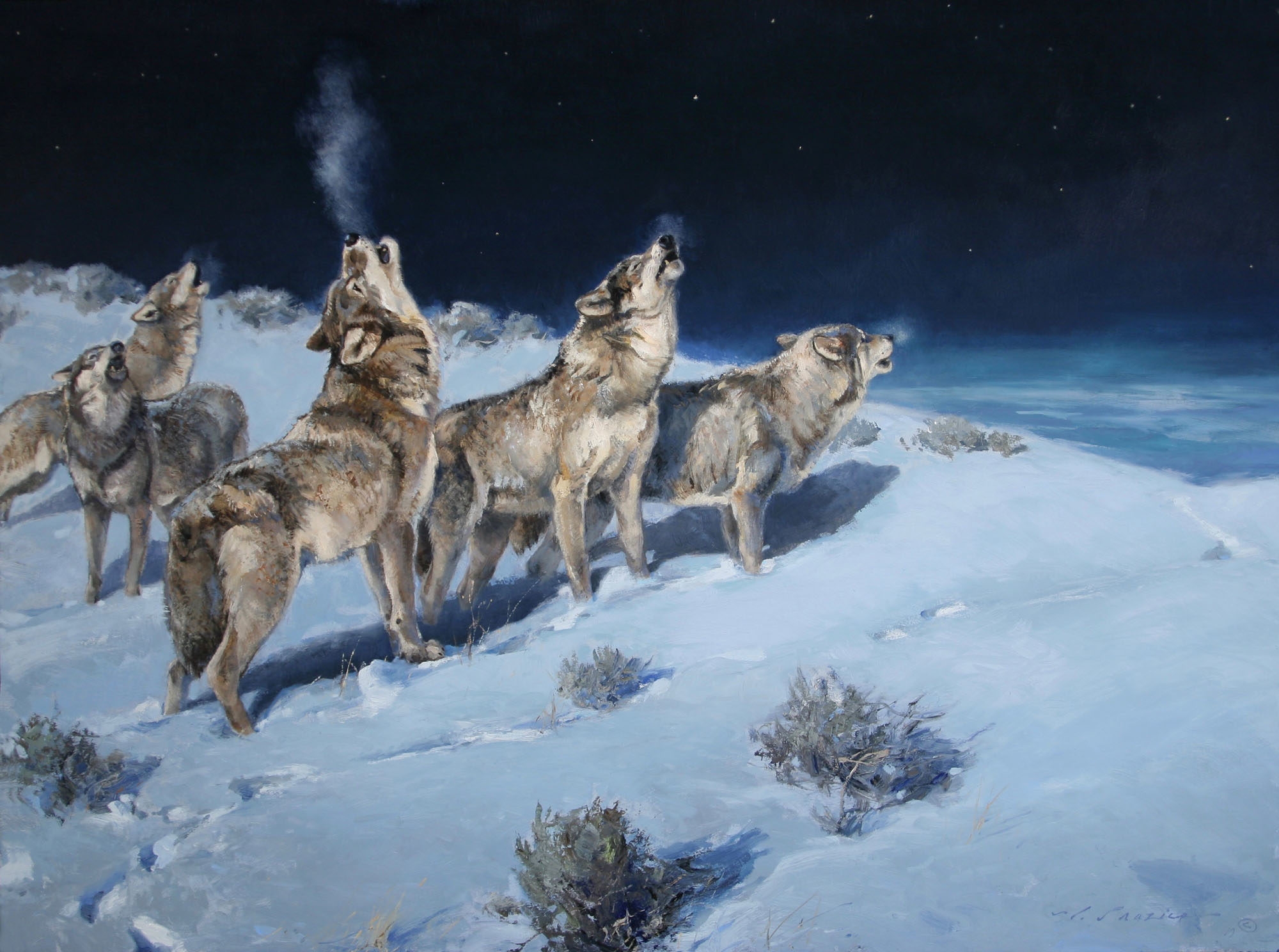 Artwork by Luke Frazier, Hunter’s Moon, Made of Oil