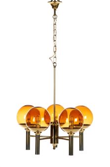 Five armed brass chandelier - Sv. Mejlstrøm