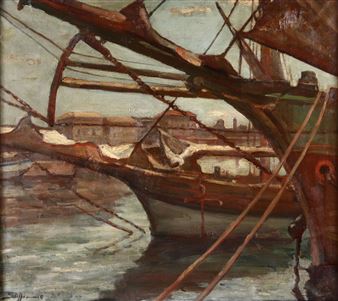 Nel porto di Savona - Ottavio Steffenini