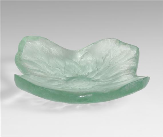 Portaoggetti in cristallo colorato curvato, molato e inciso by Fontana Arte, circa 1950