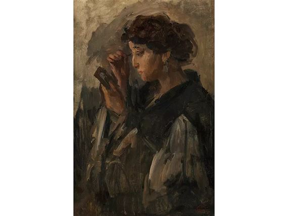 LADY WITH HAND MIRROR by Isaac Israëls