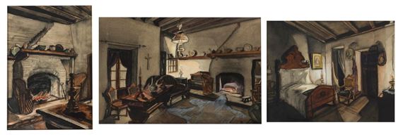 Leo Politi | Three works: Interior scenes of Avila Adobe, Olvera Street ...