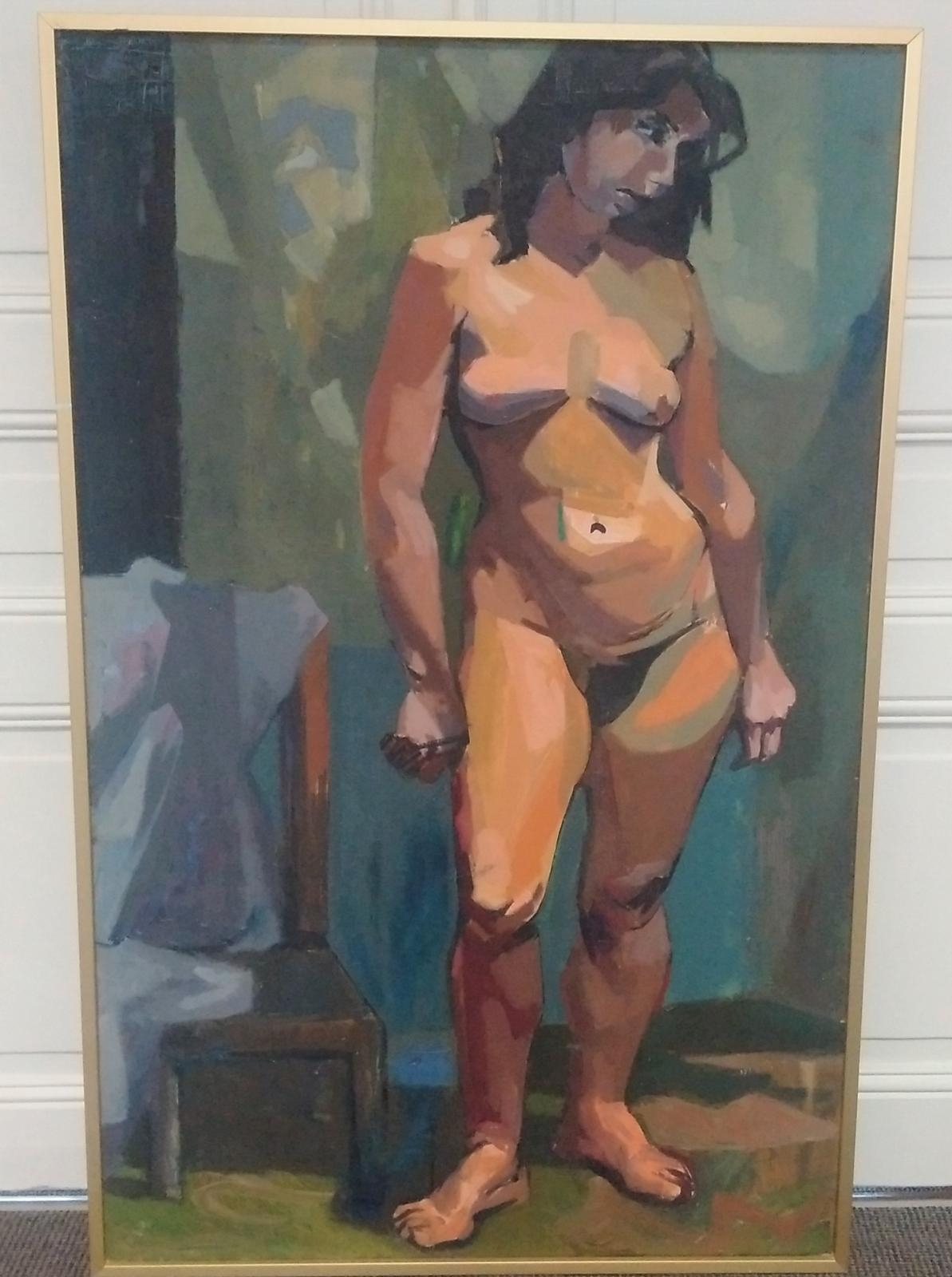 Artwork by Alfred Rozelaar Green, Femme nue de pied, Made of Acrylic on canvas