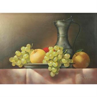 Still Life with Green Grapes and Apples - William van Dalen