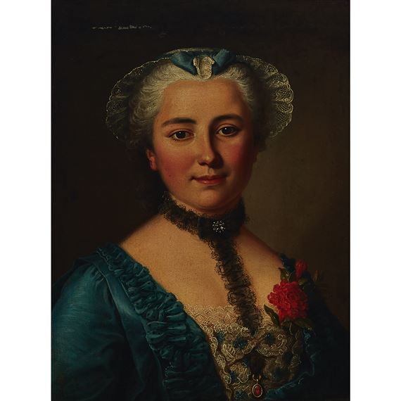 PORTRAIT OF A WOMAN, SAID TO BE MADAME DE POMPADOUR by François-Hubert Drouais