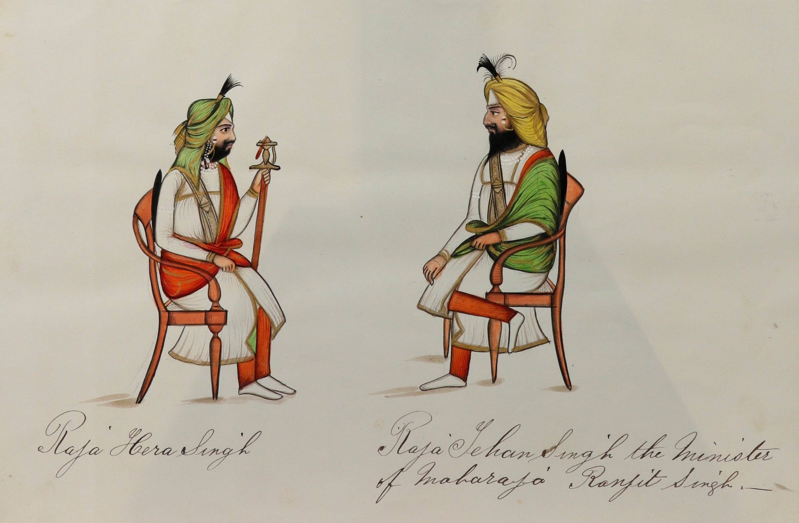 Indian School, 19th Century | 3 Works: Portraits of six Indian rulers ...