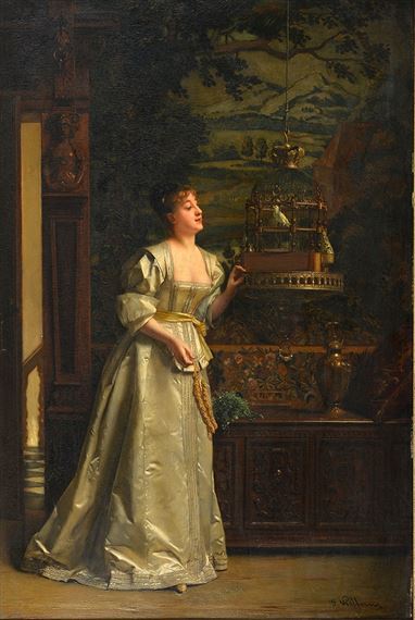 L'élégante et l'oiseau by Florent Willems