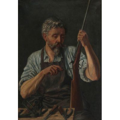 Jager aan het werk by Karel Baerwaldt, 1909