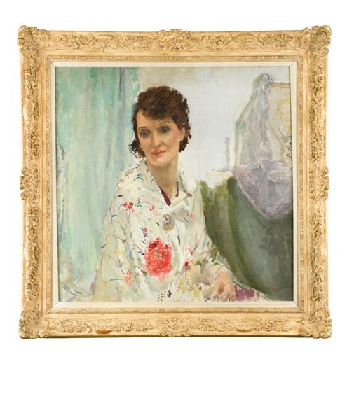 Lady in a Kimono with Camellias by Kate Elizabeth Olver