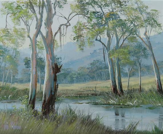 Billabong with Egrets by John Milenkovic