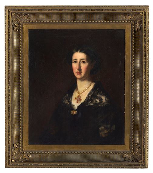George Paul Chalmers | Portrait of a Lady in a Black Lace Shawl | MutualArt