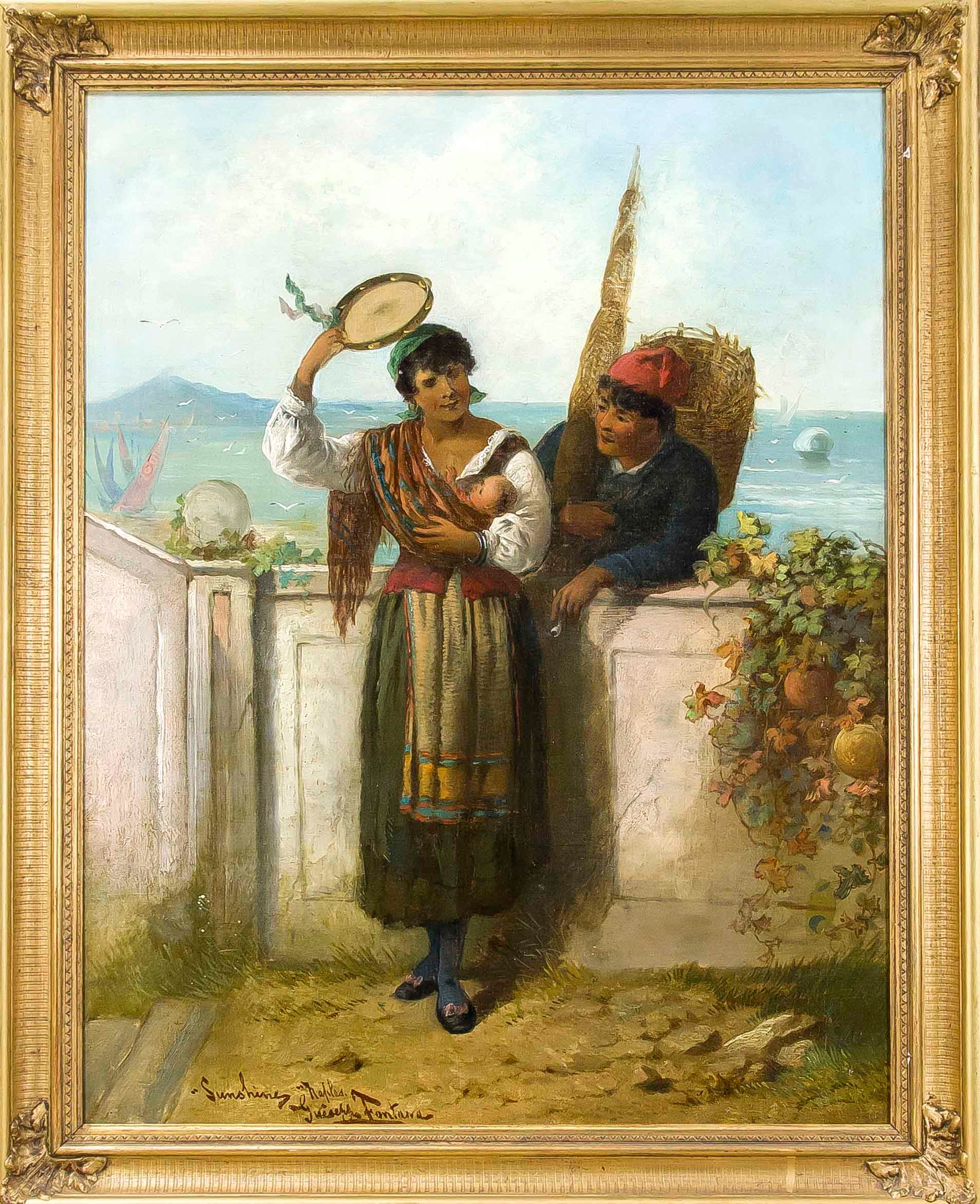 Artwork by Giuseppe Fontana, Sunshine Naples, Made of Oil on canvas