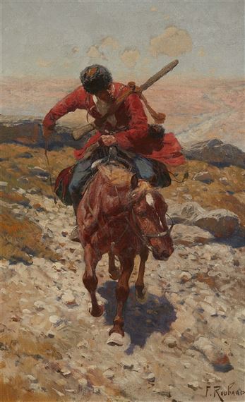 Circassian Horsemen by Frants Alekseevich Rubo