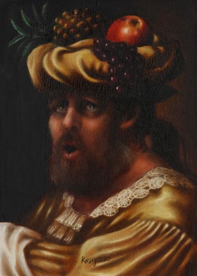 MAN WITH FRUIT by Braam Kruger, Circa 1990