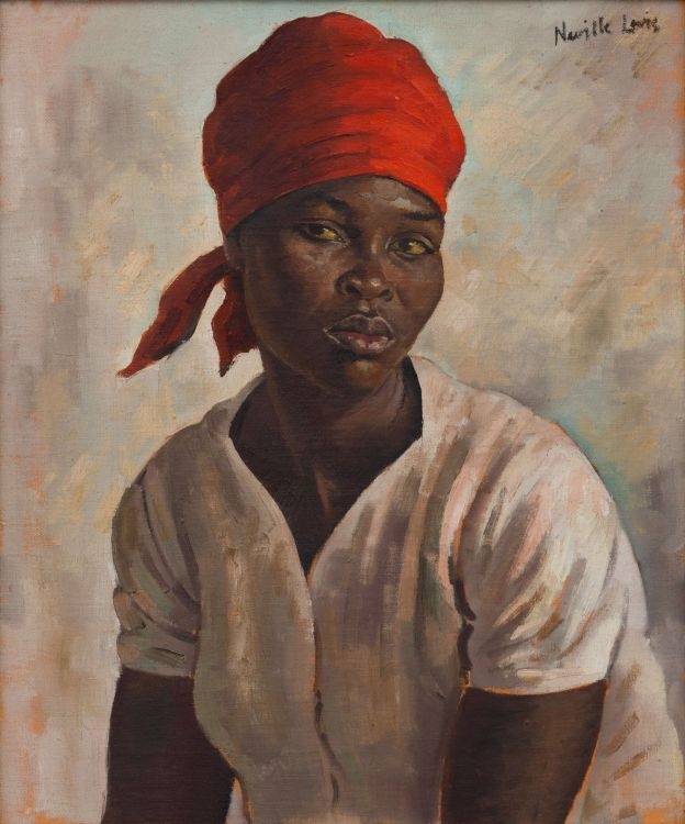Portrait of a Woman with Red Headscarf by A. Neville Lewis