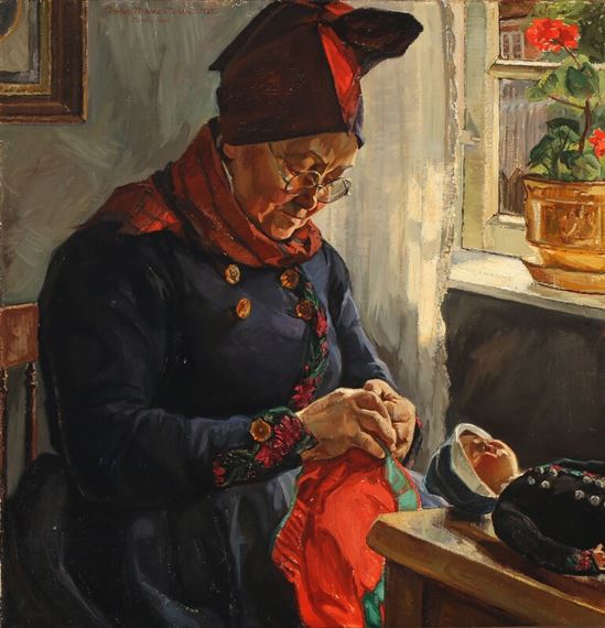 “Marensine syer en Fanødukke. Nordby. Fanø” by Anna Maria Mehrn, 1933