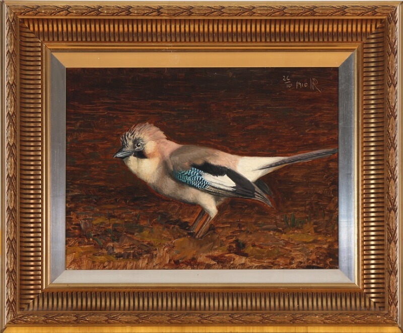 Artwork by Niels Peter Rasmussen, A jay, Made of Oil on canvas