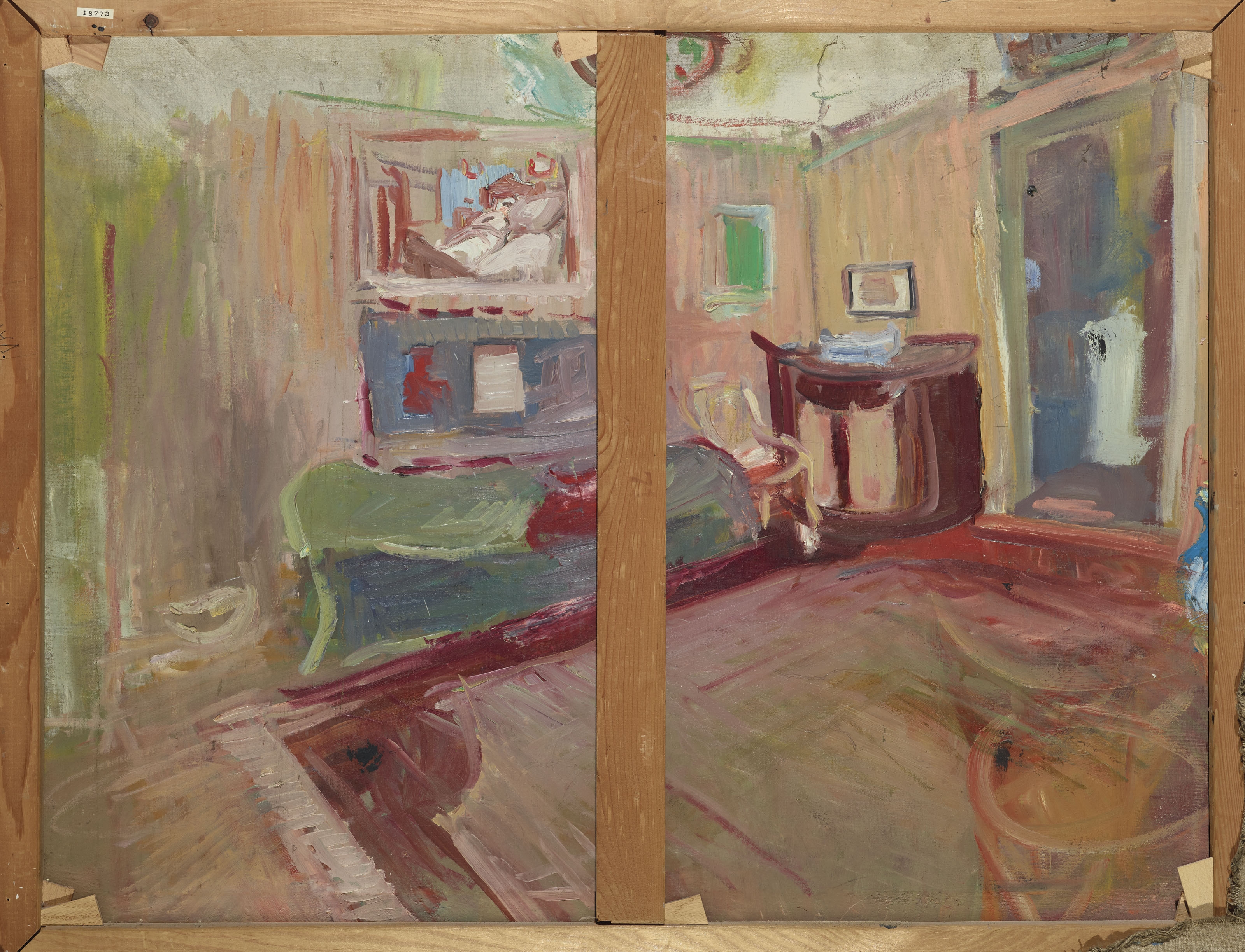 Artwork by Willy Leopold Guggenheim Varlin, Die Hohe Promenade in Zürich / Interieur (verso), Made of oil on canvas