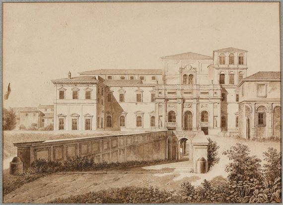 Vue du Palais Barberini à Rome by Pierre-François-Léonard Fontaine