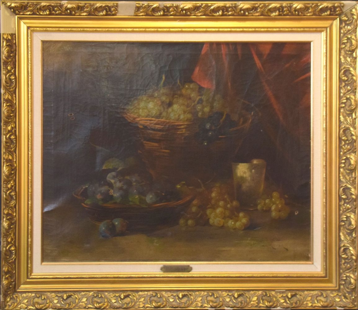 L. Hauser Still life with peaches and grapes MutualArt