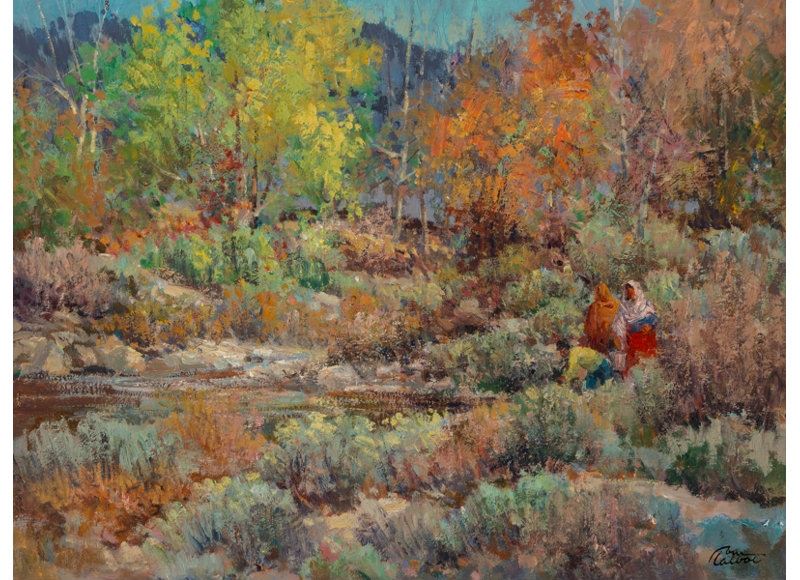 Artwork by Tom Talbot, By the Stream, Made of Oil on Masonite