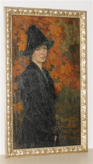 Portrait einer Frau mit Spitzem Hut by Alfred Souci