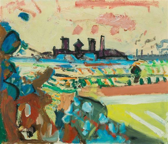 Sommerlandschaft mit Gaswerk Schlieren