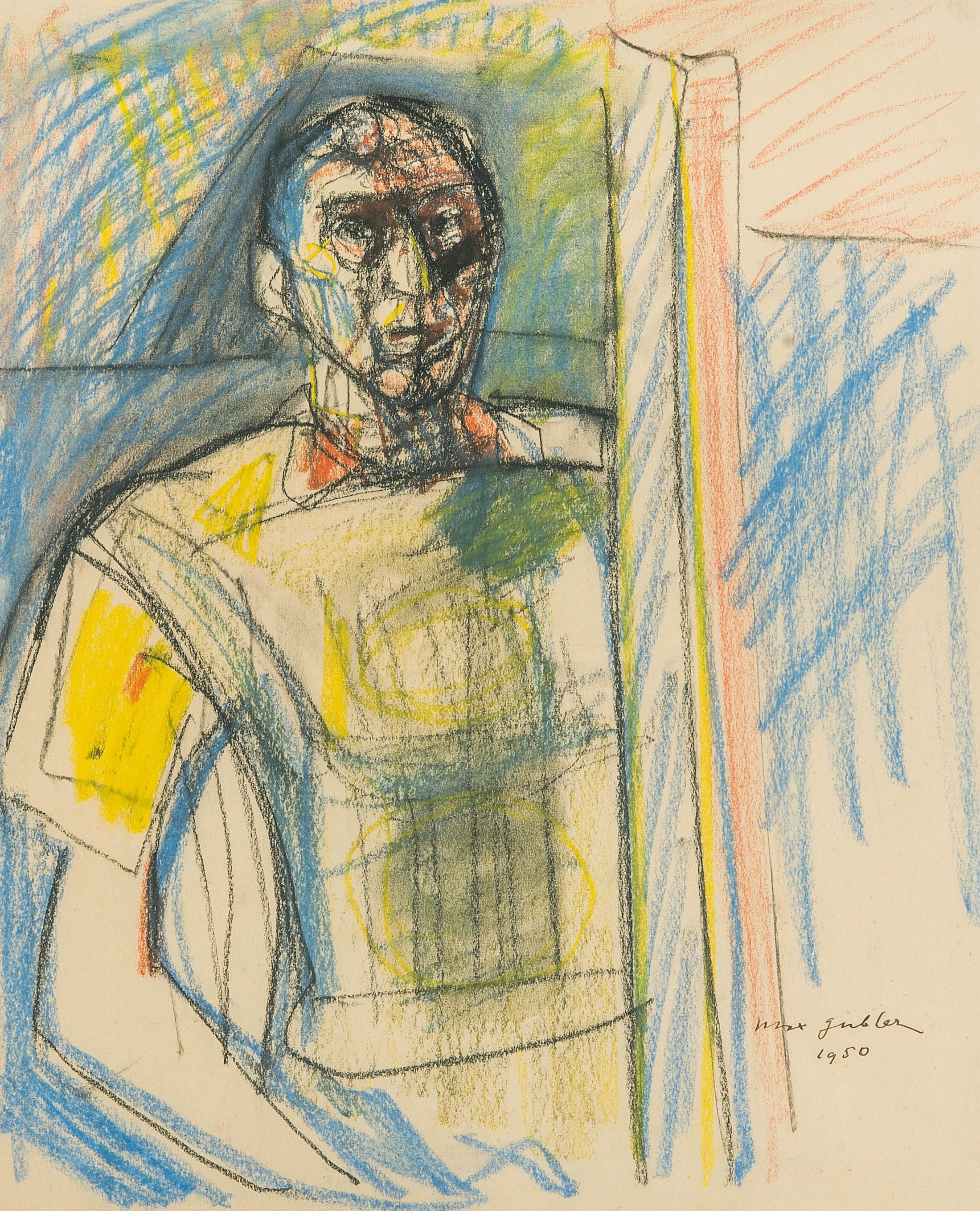 Artwork by Max Gubler, Selbstportrait, Made of Pastel on paper