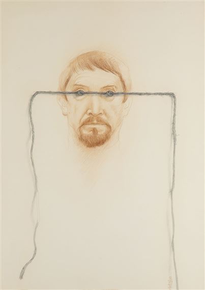 Self-portrait with a string by Leszek Rózga, 1979