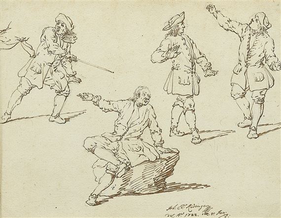 Etude pour quatre figures d’hommes by Johann Elias Ridinger