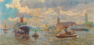 In the Port at Hamburg by Erich Mercker