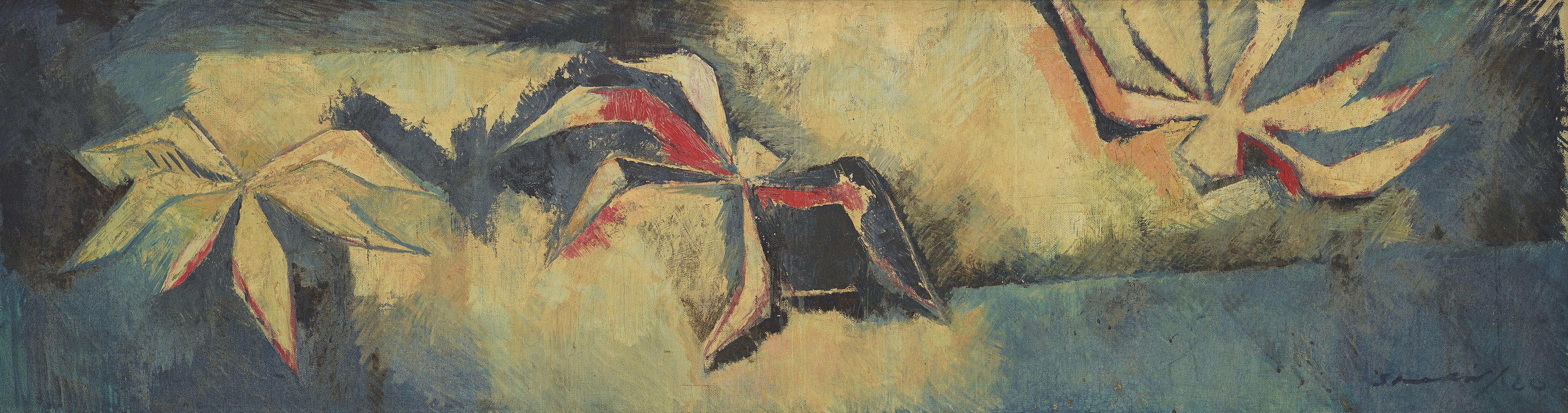 Artwork by Shakir Ali, Leaves, Made of oil on canvas