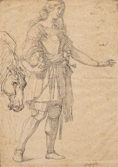Woman in armour with horse - Giuseppe Sabatelli
