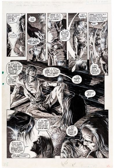 Artwork by Tim Conrad, Joyce Furman, Larry Gaydos, The Savage Sword of Conan, Made of Ink and dry-brush watercolors/airbrushing over graphite on Bristol board