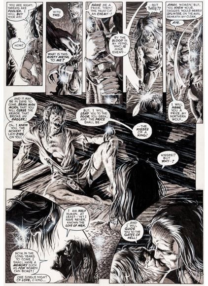 Artwork by Tim Conrad, Joyce Furman, Larry Gaydos, The Savage Sword of Conan, Made of Ink and dry-brush watercolors/airbrushing over graphite on Bristol board