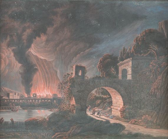 NÄCHTLICHE FEUERSBRUNS by German School, 18th Century