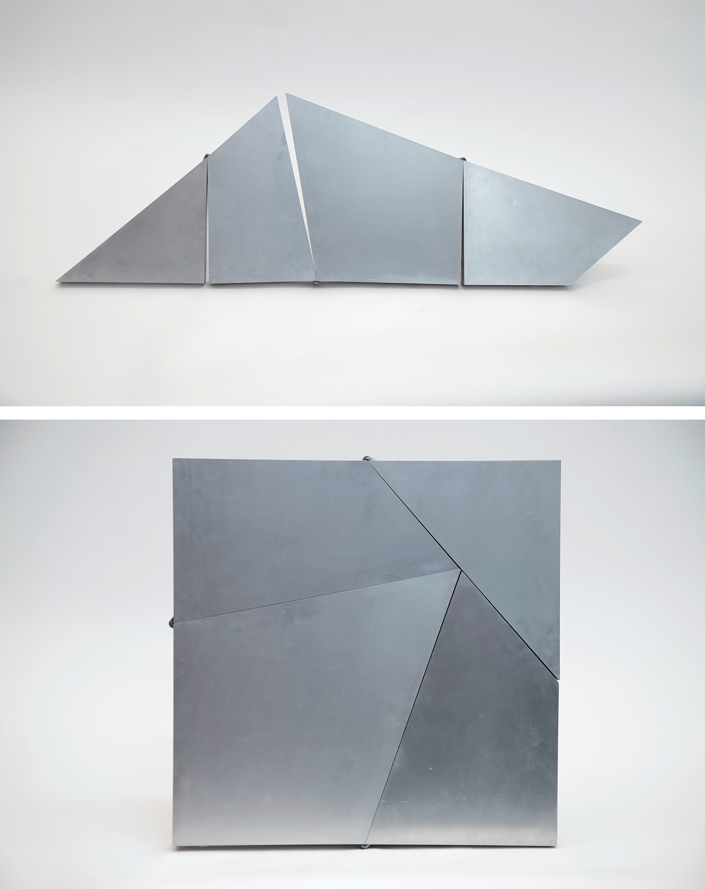 Artwork by Aiko Groot, Sqaureangle kinetic sculpture, Made of stainless steel, aluminium and electromechanical components