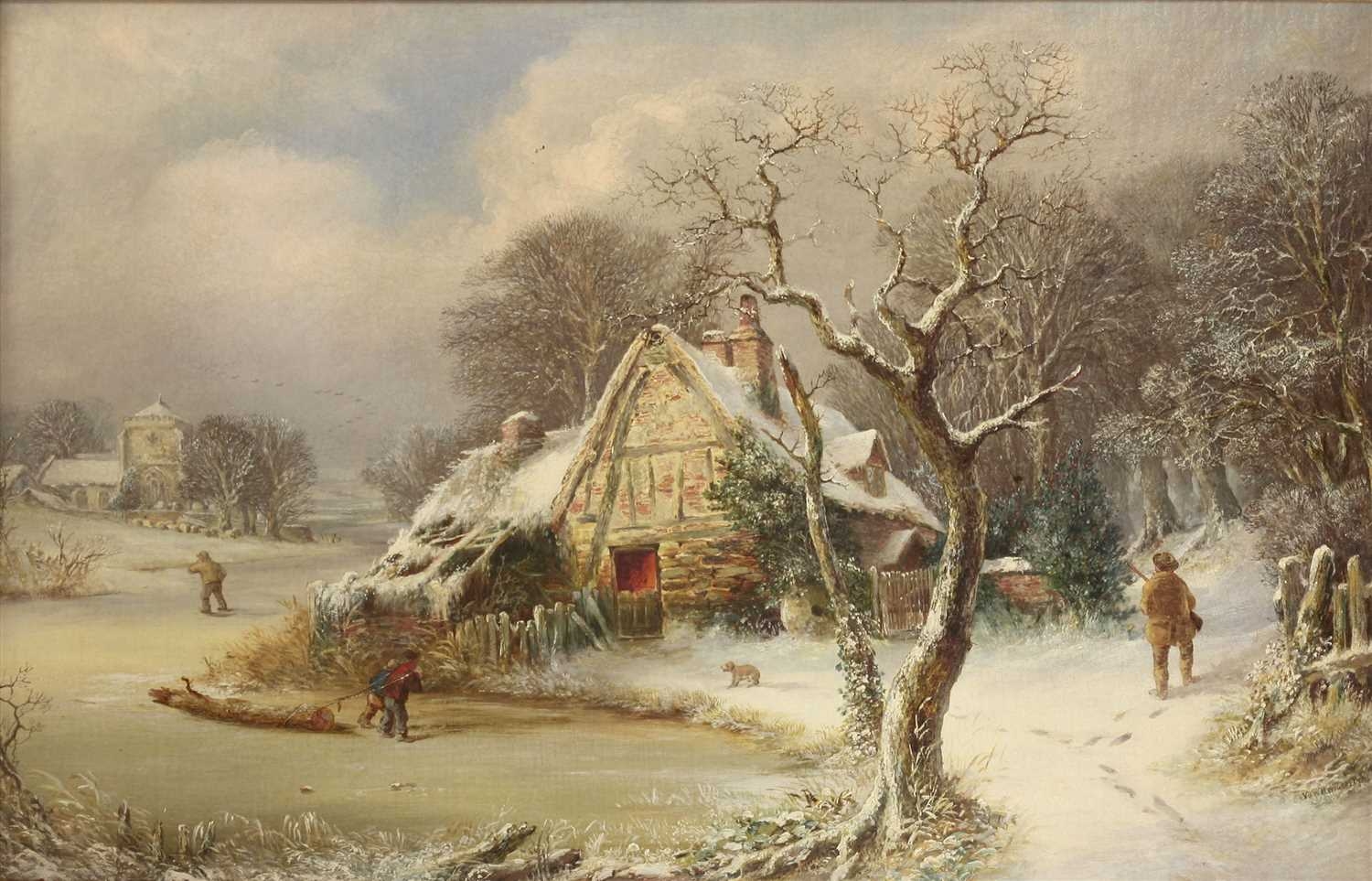 British School, 19th Century | A WINTER SCENE, WITH A SPORTSMAN ON A ...