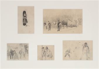 5 Works: Blyantskisser i en ramme Picture
