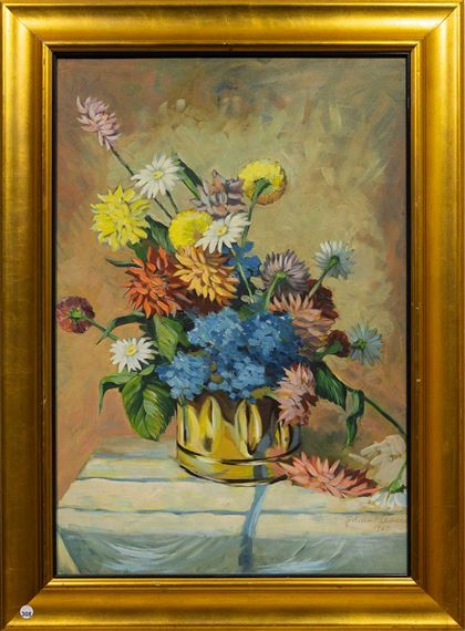 Still Life Flowers by J.H. du Plessis, 1960