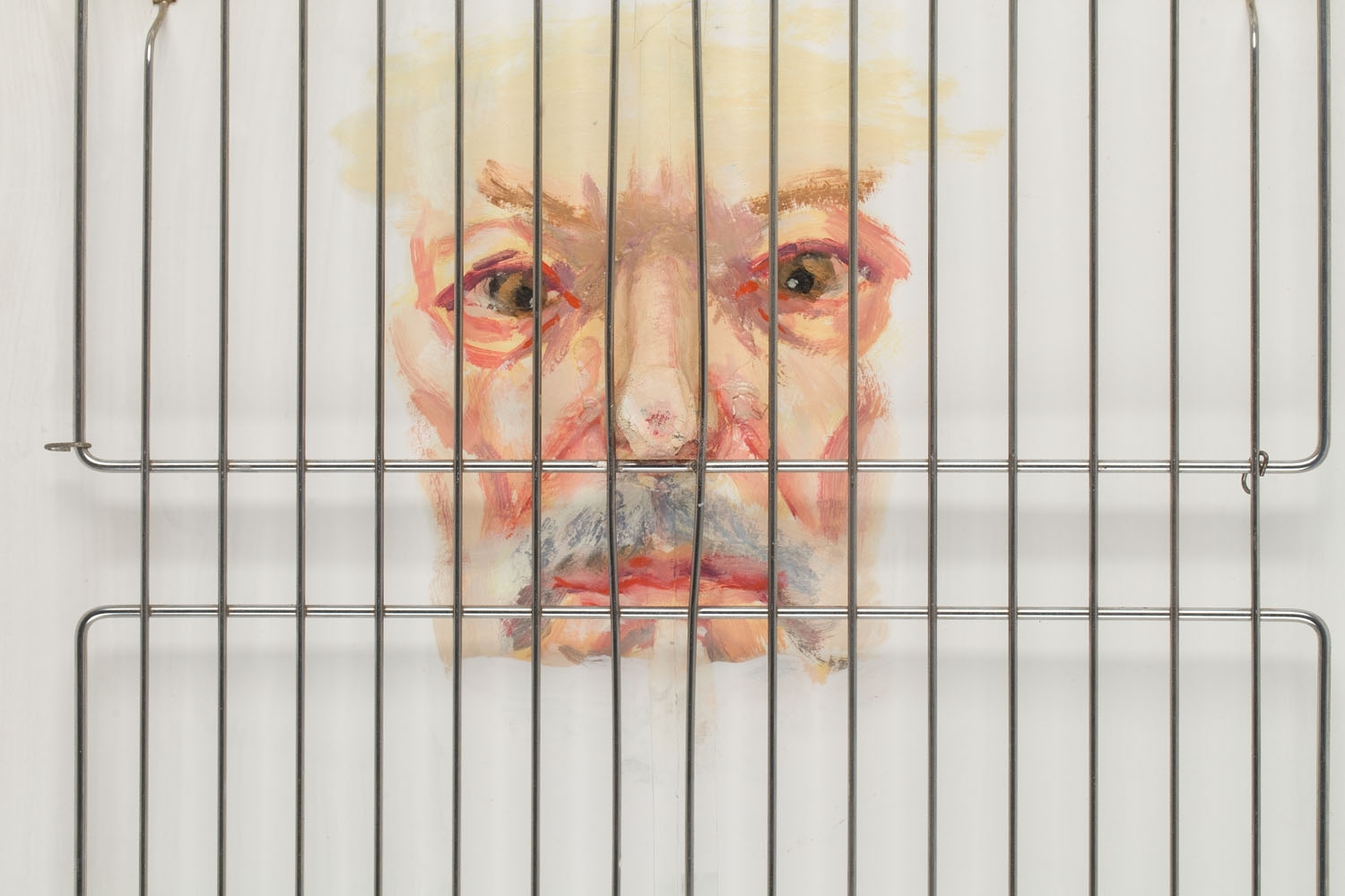 Artwork by Leszek Sobocki, "Coffin portrait", Made of oil, mixed media, relief/paperboard, metal