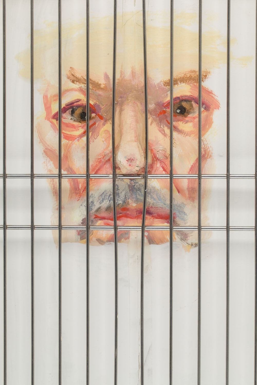 Artwork by Leszek Sobocki, "Coffin portrait", Made of oil, mixed media, relief/paperboard, metal