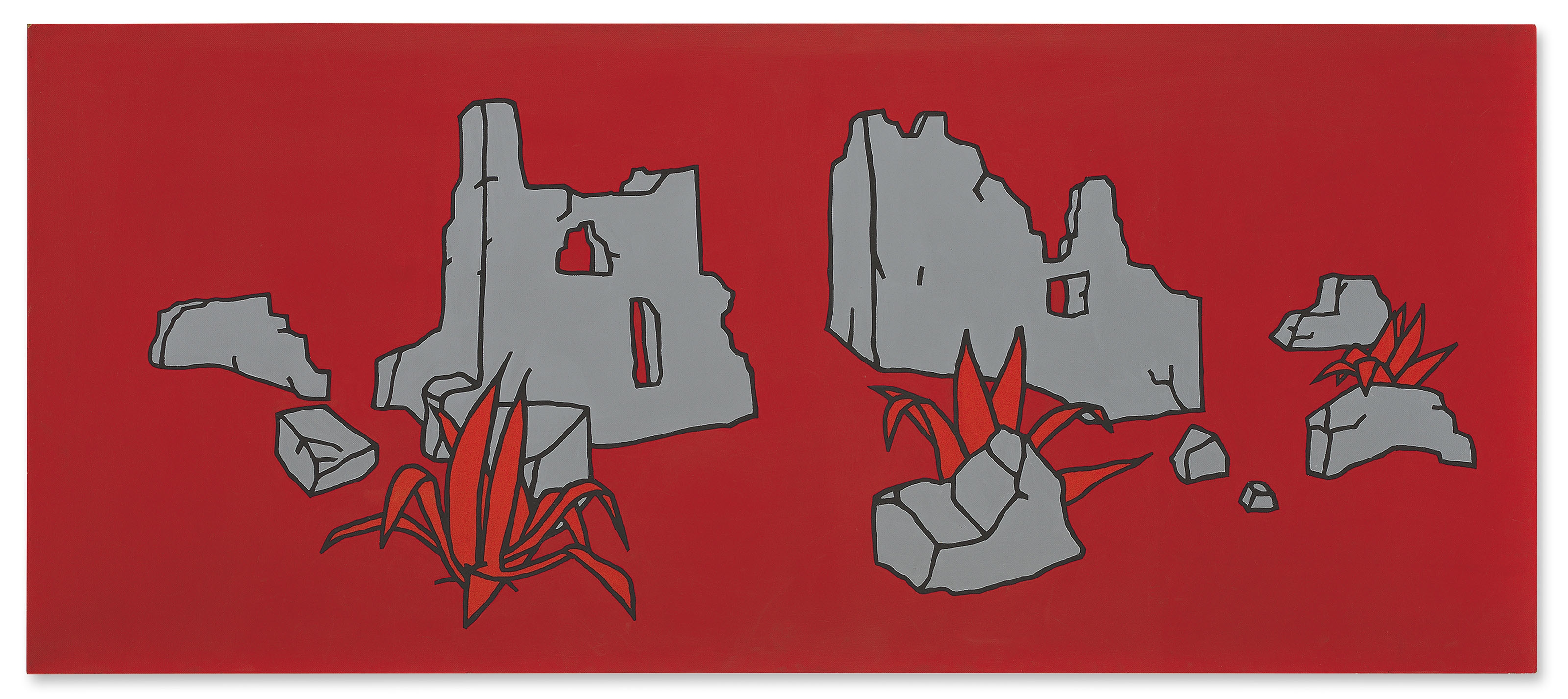 Artwork by Patrick Caulfield, View of the Ruins, Made of oil on board