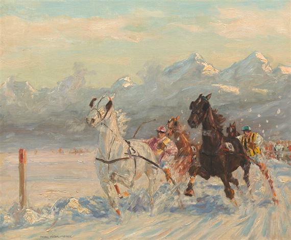 Harness race in the snow by Franz Hienl-Merre