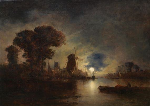 Moonlight over the river by John Berney Crome