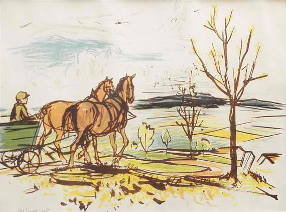 Carriage with horses by Vojtěch Sedláček