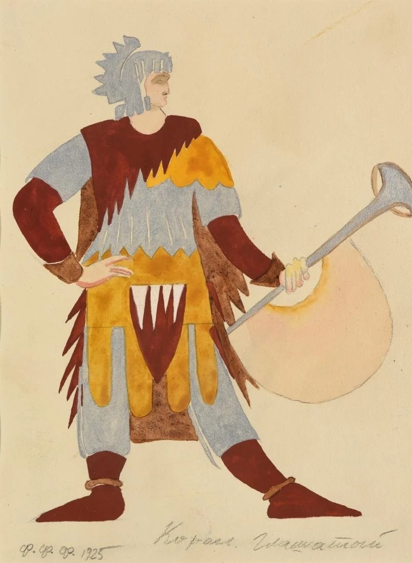 Artwork by Fedor Fedorovich Fedorovsky, Projet de costume du personnage d’Henri roi de Germanie pour l’opéra « Lohengrin », Made of Gouache, graphite and silver highlights on paper
