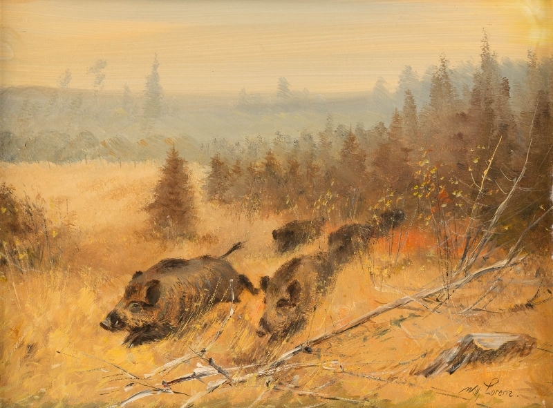 Escaping boars by Wilhelm Lorenz